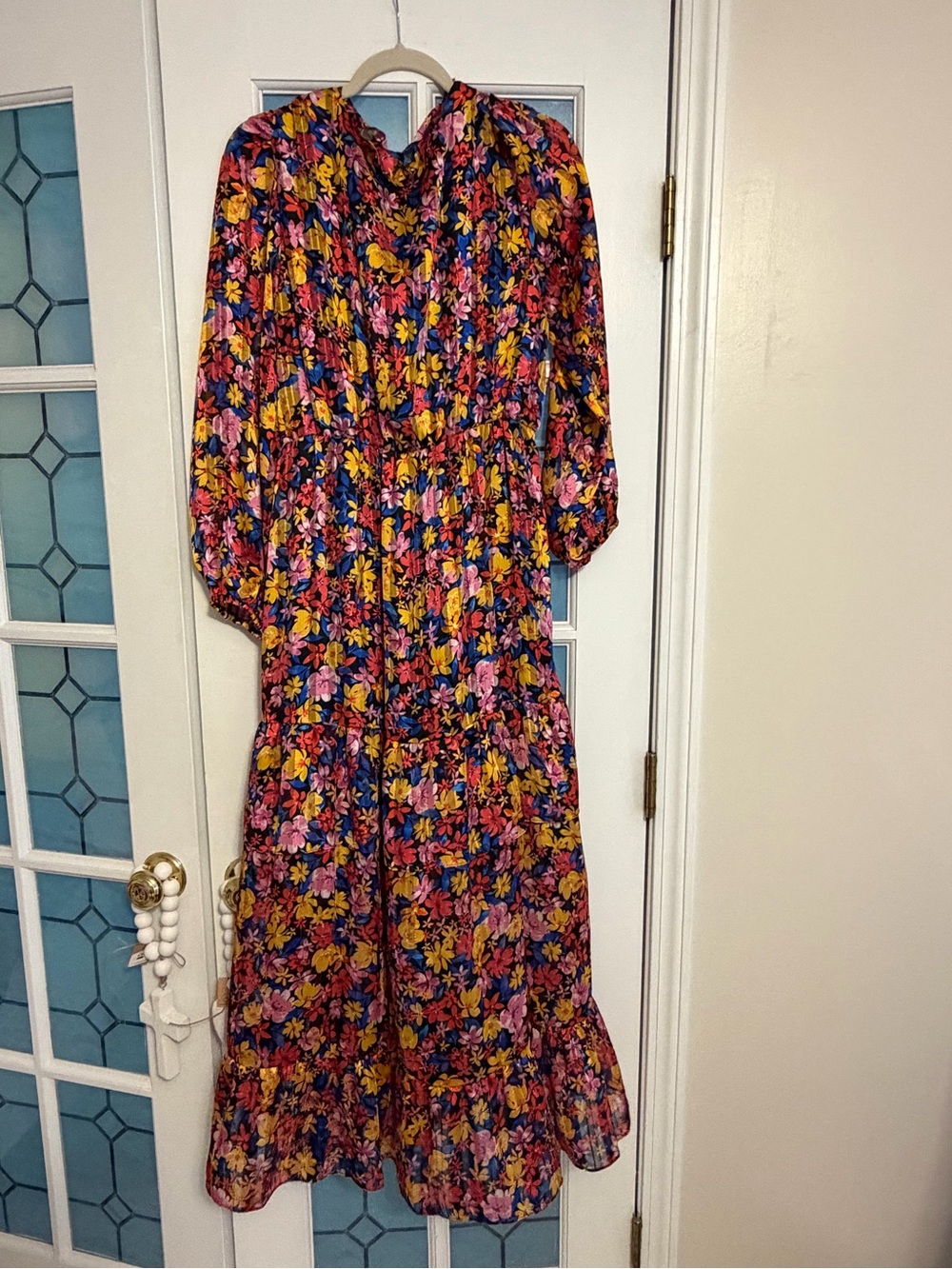 Skies Are Blue Black Floral Ruffle Maxi Dress - Picture 3 of 9
